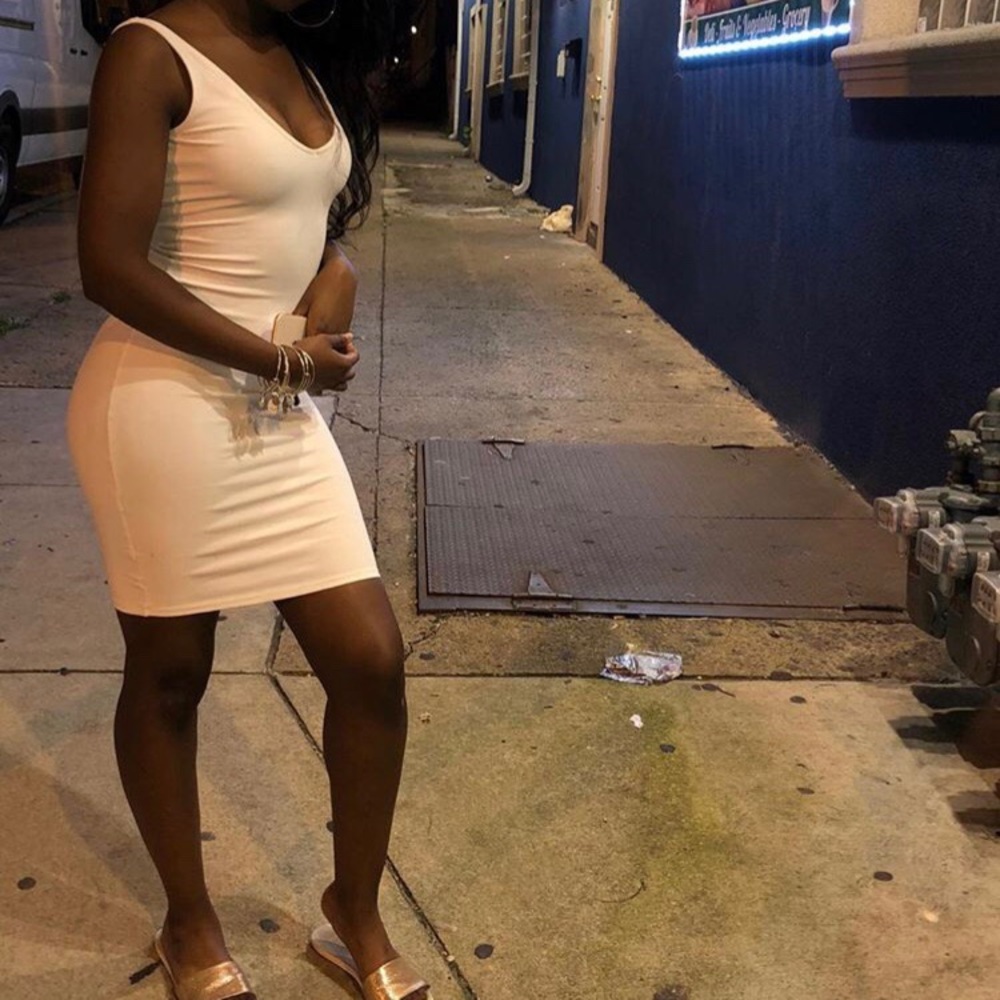 V-neck Mini Dress- White